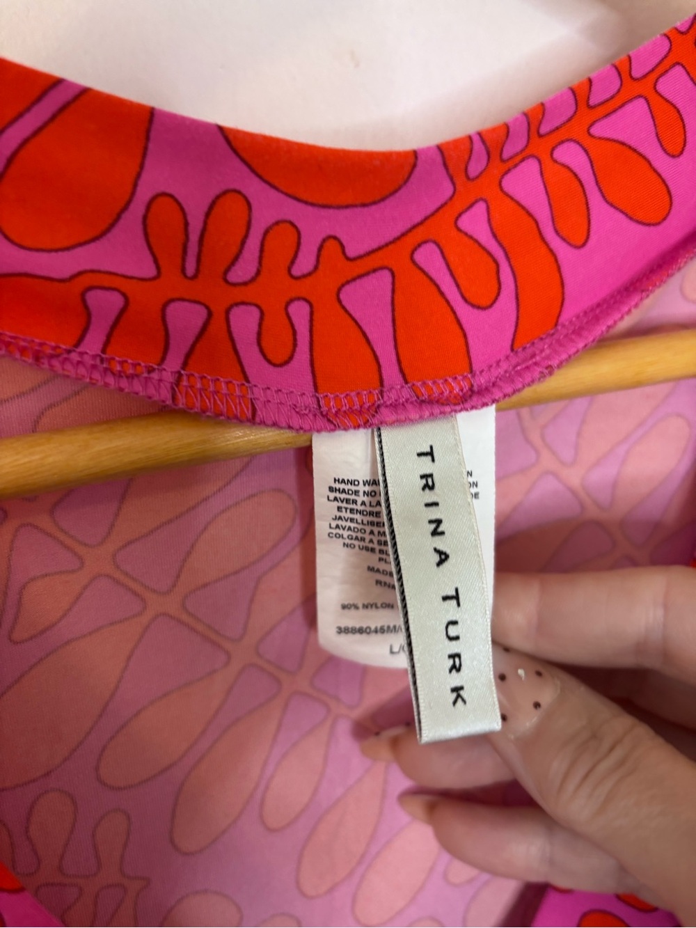 Trina Turk Trellis Pink and Coral Printed V Neck Swim Cover Up Dress - Picture 4 of 9